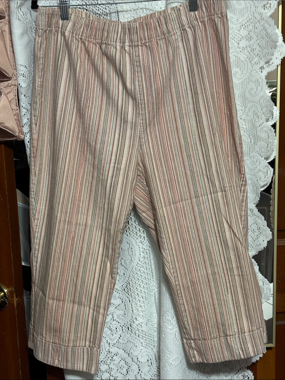 Rebecca Malone Striped Peach women’s Elastic-Waist capri Pants size PXL